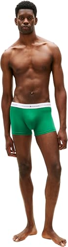 Tommy Hilfiger Herren 3er Pack Boxershorts Trunks mit Logomuster-Bund, Schwarz (Arm Grn/PRP NVY/Nov Grn), XXL – Ansicht 5