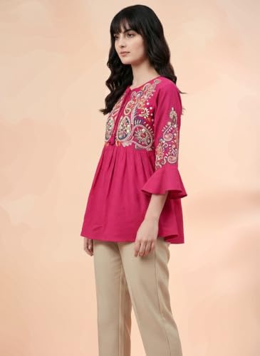 Image of Bee M Pee Designer Women's Short Kurti Navy Embroidered Viscose Rayon Tunic Tops