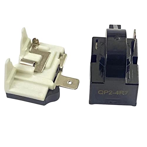 1Pcs Qp2-4R7 1Pin 4.7 Ohm Ptc Refrigerator Starter/Start Relay For Vissani Danby Compressor Relay And 1Pcs Refrigerator Overload Protector 1/2Hp #TOP1