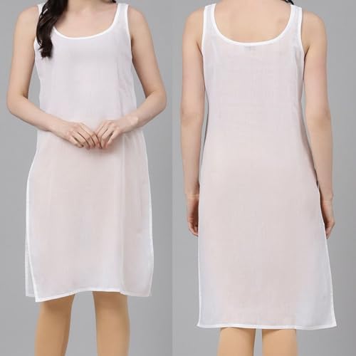 Image of Women's Sleeveless Cotton Inner Slip Dress Round Neck Soft Comfortable Fit Full Length Camisole Innerwear Summer top Undergarment for Girls