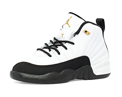 Nike Little Kid's Jordan 12 Retro Royalty Taxi White/Metallic Gold-Blk (151186 170) - 2, White/Metallic Gold-Black, 2 Little Kid #TOP1