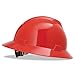 V-Gard Full-Brim Hard Hats, Ratchet Suspension, Size 6 1/2 - 8, Red