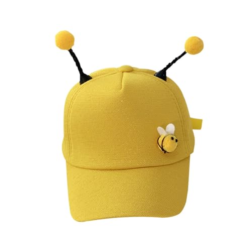 Baluue Fashion Boys and Girls Sun Hat Adjustable Antennae Creative Bouncy Design for Ages Yellow Mesh Cotton Cap for Outdoor Activities and Everyday Wear