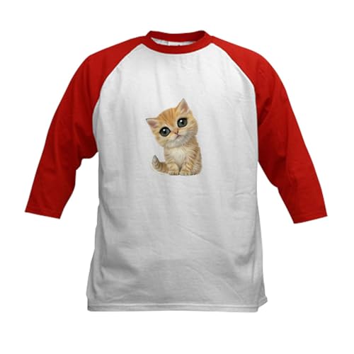 CafePress PD Moreno's Orange Tabby Kit Kids Baseball T Shirt Kids Cotton Baseball Jersey, 3/4 Raglan Sleeve Shirt