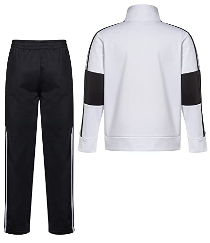adidas Boys' Little Tricot Jacket & Pant Clothing Set, White Stripe 3S, 4 (AG6415C)3