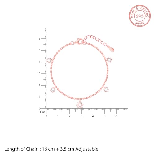 GIVA 925 Silver Anushka Sharma Rose Gold Flower Charm Bracelet, Adjustable | Gifts for Women and Girls | With Certificate of Authenticity and 925... - Image 5