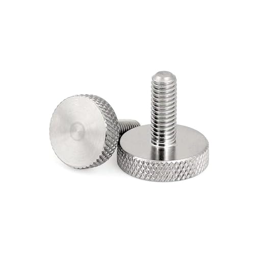 Cilky 5pcs M2 M2.5 M3 304 Stainless Steel Knurl Flat Head Hand Tighten Curtain Wall Glass Thumb Screw Bolt Metal Screws(12mm,M2 (5Pcs))