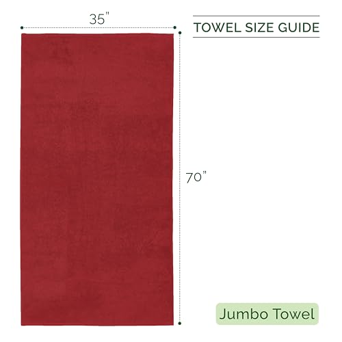 Image of Elegant Comfort Three Line Popcorn Towel Set for Bathroom 35 x 70 inches, Premium Hotel Quality 1-Pack Jumbo Towels, 100% Turkish Cotton, Soft and Durable, Quick Dry and Highly Absorbent, Burgundy