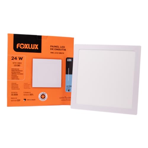 Foxlux Painel LED Quadradorado Embutir 24W 6500K Bivolt - Iluminação potente e econômica para ambien