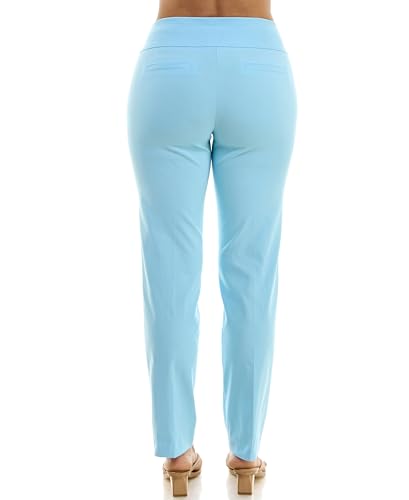 Zac & Rachel Women's Plus Size Millennium Fabric Pull-On Slim Leg Pant, Polar Wind, 16W3