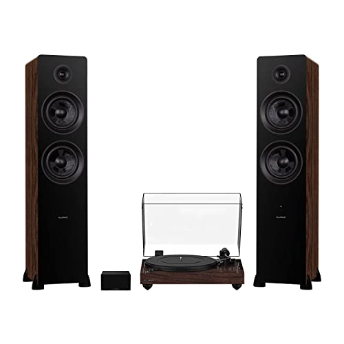 Fluance RT82 Reference High Fidelity Vinyl Turntable (Walnut), PA10 Phono Preamp and Ai81 Powered Floorstanding Speakers (Walnut), Ortofon OM10 Cartridge, 150W Class D Amplifier, Bluetooth