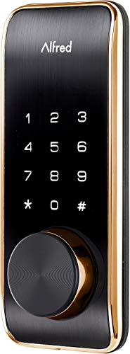 Image of Alfred DB2-B Smart Door Lock Deadbolt Touchscreen Keypad, Pin Code + Key Entry + Bluetooth, Up to 20 Pin Codes (Gold)