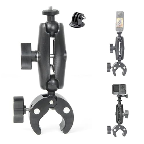 Image of yantralay Action Camera Handlebar Mount with 360 Dual Ball Head | Super Clamp for Go Pro, Insta 360, Mobile, Bike, Motorcycle - Universal Quick Release Bracket for Camera & Accessories.