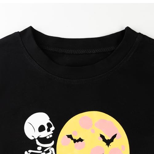 Toddler Boy Halloween Tshirts Glow-in-The-Dark Skeleton Ghost Short Sleeve Shirt Kids Pumpkin Tee Tops 1-7 Years4