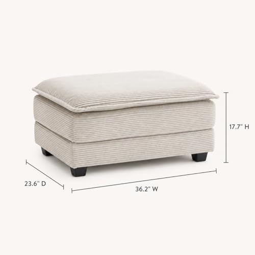 Image of Corduroy Ottoman for Sectional Sofa Couch for Living Room, Apartment, Beige