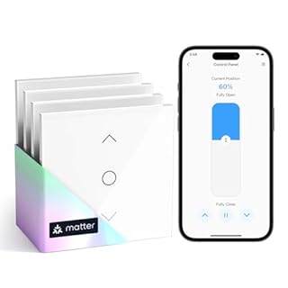 meross Matter Interrupteur Connecté Volet Roulant, Interrupteur Volet Roulant WiFi - Bouton Domotique Compatible avec Apple HomeKit, Alexa, Google Home et Home Assistant, Contrôle de Pourcentage, 4pcs