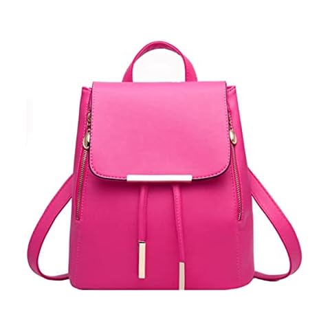 SMALLBLUER Women Casual Backpack Tote Hobo PU Leather Clutches Shoulder Crossbody Bags Satchel-Rose Red Cover