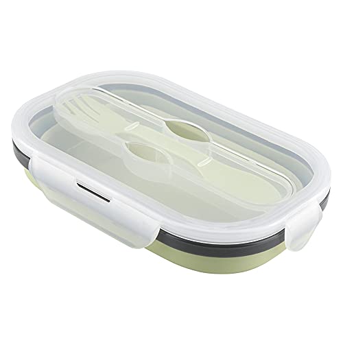 Bento Box pieghevole, scatola per il pranzo rettangolare in silicone, contenitore per alimenti portatile Contenitore per il pranzo salutare per l'ufficio della scuola di picnic da viaggio(Verde)