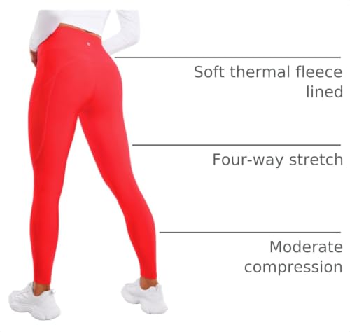 Image of CRZ YOGA Fleece Thermal Leggings Pockets 28'' | Casual, Full Length, Winter, Warm, for Women