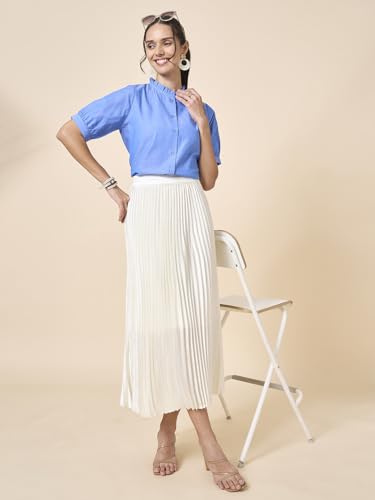 Image of Style Quotient Women Solid Beige Regular Fit Flex Formal Shirt