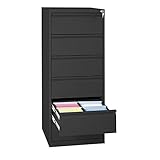 Lüllmann Karteischrank komplett montiert Karteikartenschrank DIN A5 quer zweibahnig 6 Schubladen 132x53x620cm Schwarz 565629