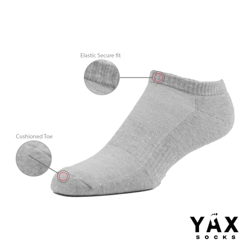 Men's Ankle Socks, 6-Pack, Comfortable Cushioned Toe & Elastic Secure Fit, Combed Cotton - 2 White, 2 Black, 2 Grey, One Size (10-12)3