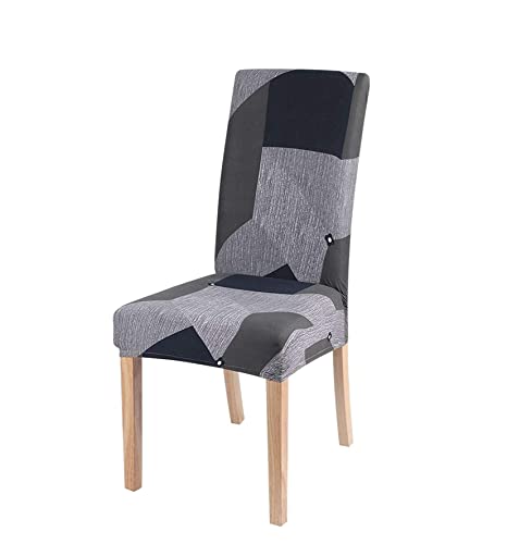 Image of House of Quirk Elastic Chair Cover Stretch Removable Washable Short Dining Chair Cover Protector Seat Slipcover (Pack of 1, Grey Prism)