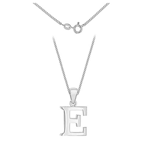 Tuscany Silver Kvinnors sterling silver initial hänge på pansarkedja med längd 46 cm/18 tum e Silver, colore: SILVER, cod. 8.44.7934