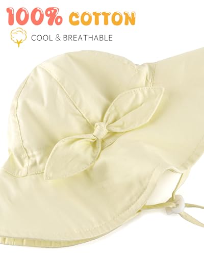 HONGTEYA Baby Sun Hat Cotton Stripe Bow Wide Brim Toddler Beach Bucket Hat - image 4