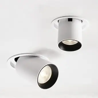 Harold Electricals 12W Adjustable Semi-Recessed Cylindrical COB Spotlight, Downlight for Indoor Lightings, Living Room, Fall Ceiling, Bedroom, Kitchen, Studio - White Body (Cool White) 72x105mm