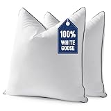 MIULEE Goose Feather Down 20x20 Pillow Insert Set of 2 with 100% Down-Proof Cotton Cover, Soft Fluffy Decorative Pillow for Sofa Bed Couch Living Room White