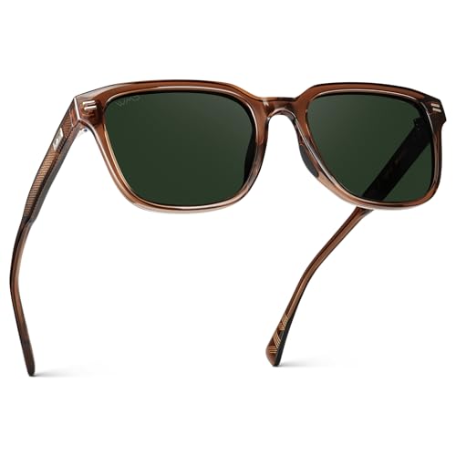 Wearme Pro Men'S Rectangular Performance Sunglasses With A Canyon Brown Frame And Smoke Green Lens