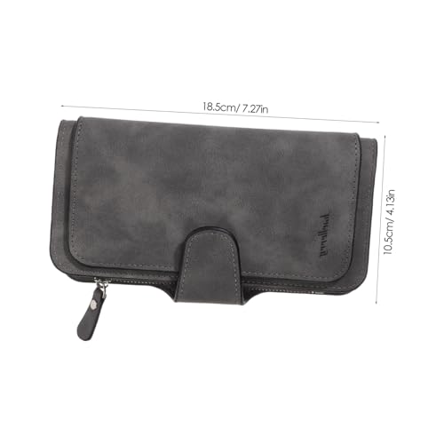 VANZACK Minimalist Women's Buckle Wallet Long Snap Closure Wallet Pockets Zipped Purse for Daily Use Grey2