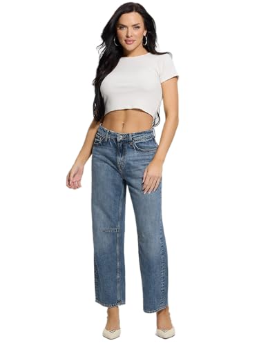 GUESS Women's Eco High Rise Barrel Fit Jean