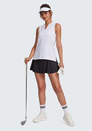 Obla Women's Sleeveless Golf Shirt V-Neck Lightweight Dry Fit Tennis Tank Tops Polo Shirts For Women(A White_M) #TOP3