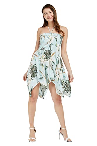 Image of Wispy Cereus Light Blue Family Matching Hawaiian Clothes | Family Matching Outfits • Soft Rayon Fabric • Tropical Floral Print • Vacation Ready • Luau Party Wear