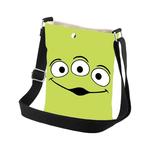 Sac à bandoulière à trois yeux extraterrestre vert et pizza planète