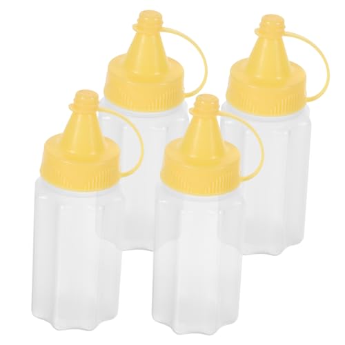 COLLBATH 4 pcs Mini Squeeze Bottles for Sauces Ketchup Mustard Portable Condiment Containers for Salad Dressing Outdoor Bbq and Lunchboxes Lightweight Easy to Use