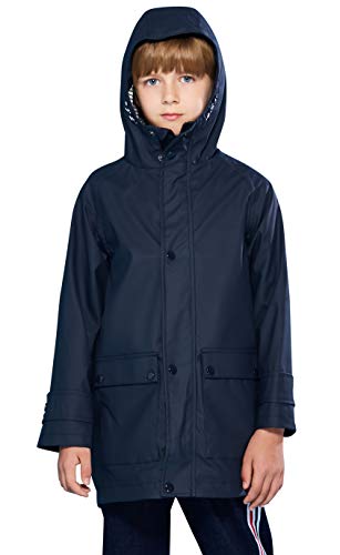 Image of maoo garden Girls Boys Rain Jacket Lightweight Waterproof Raincoat Hooded Lined Long Windbreaker