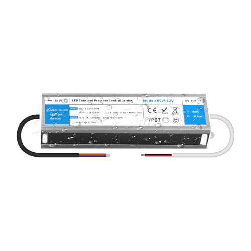 【Alimentatore 220V a 12V】‌Il driver LED YOODI ha una tensione di ingresso ‌AC 85-265V, 50/60Hz‌ e una tensione di uscita ‌DC 12V, 5A‌, con un carico massimo di ‌60W‌‌. L'ampio range di tensione e frequenza in ingresso garantisce un'uscita stabile, resistente alle fluttuazioni di tensione‌. Classe di protezione: ‌IP67‌ antipolvere e impermeabile‌. Nota: questo trasformatore non è regolabile‌.
