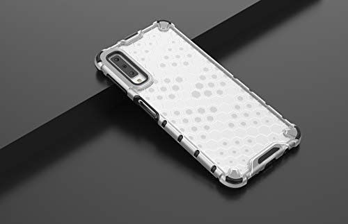 Image of Glasgow | for Samsung Galaxy A7 2018 Honeycomb Pattern Back Case Cover for Samsung Galaxy A7 2018 with 4 Bumper Corners and Military Grade Protection - Transparent