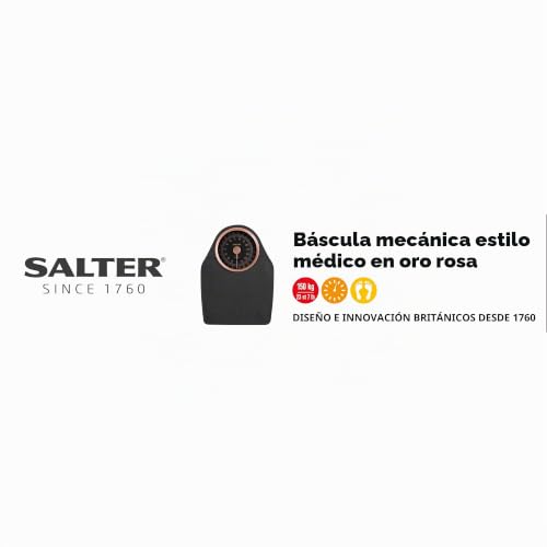 Miniatura 6 de Salter 145 Rgfeu16 Doctor Style Mechanical Bathroom Scale, Body Weight Scale With 150 Kg Capacity, Easy Read Dial With Rotating Pointer, Large Platform With Vinyl Mat, No Battery Required, Rose Gold