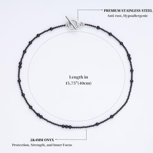 Collier cornaline et onyx noir de qualite superieure avec de veritables pierres