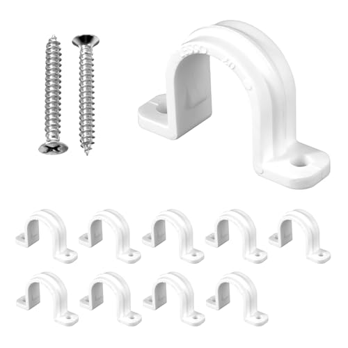 Tucnoeu 590310_1_X4VUSUAJ 10 Set 1/2 Pipe Clamp Pipe Strap Clips Conduit Clamp Two Hole Plastic Hose Clamp Pipe Clamp Tools cover