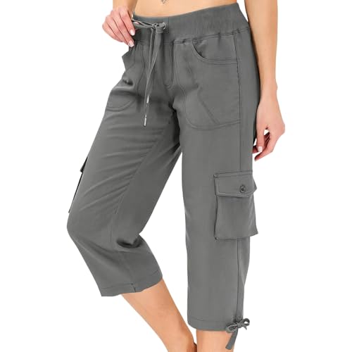 Pantalon cargo court extensible infroissable à cordon