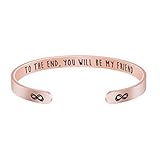 BFF Jewelry Gift for Friendship Sister To the End You Will Be My Friend Rose Gold Cuff Bracelet