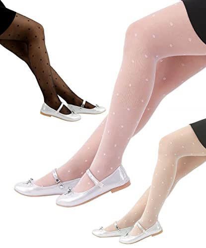 Girls Polka Dotted Sheer Stocking Footed Pantyhose3