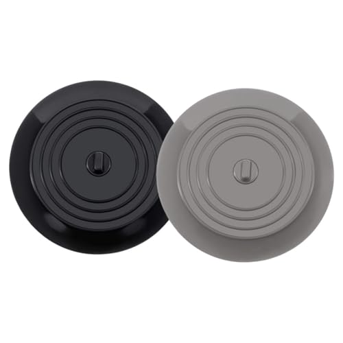 HYTROVE 2個 キッチンシンクカバー シリコン製 浴槽排水口用防水プラグ 浴室排水溝カバー 流し台止水栓 グレー ブラック