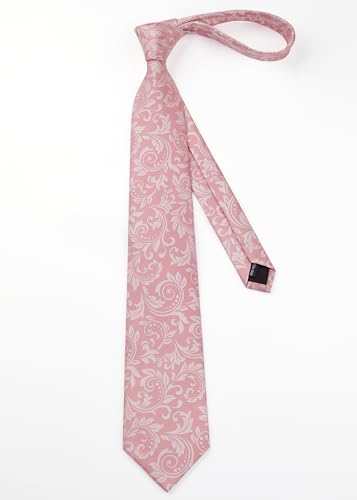 Image of HISDERN Ties for Men Paisley Floral Mens Ties and Pocket Square Cufflinks Set Classic Business Necktie Handkerchief