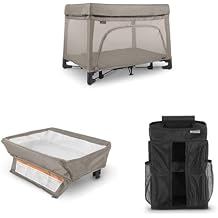 UPPAbaby Remi Playard Bundle, Includes Remi Playard + Changing Station + Changing Station Organizer, Travel Crib Mesh Bassinet, Storage Bag and Mattress Cover Included Wells Dark Taupe